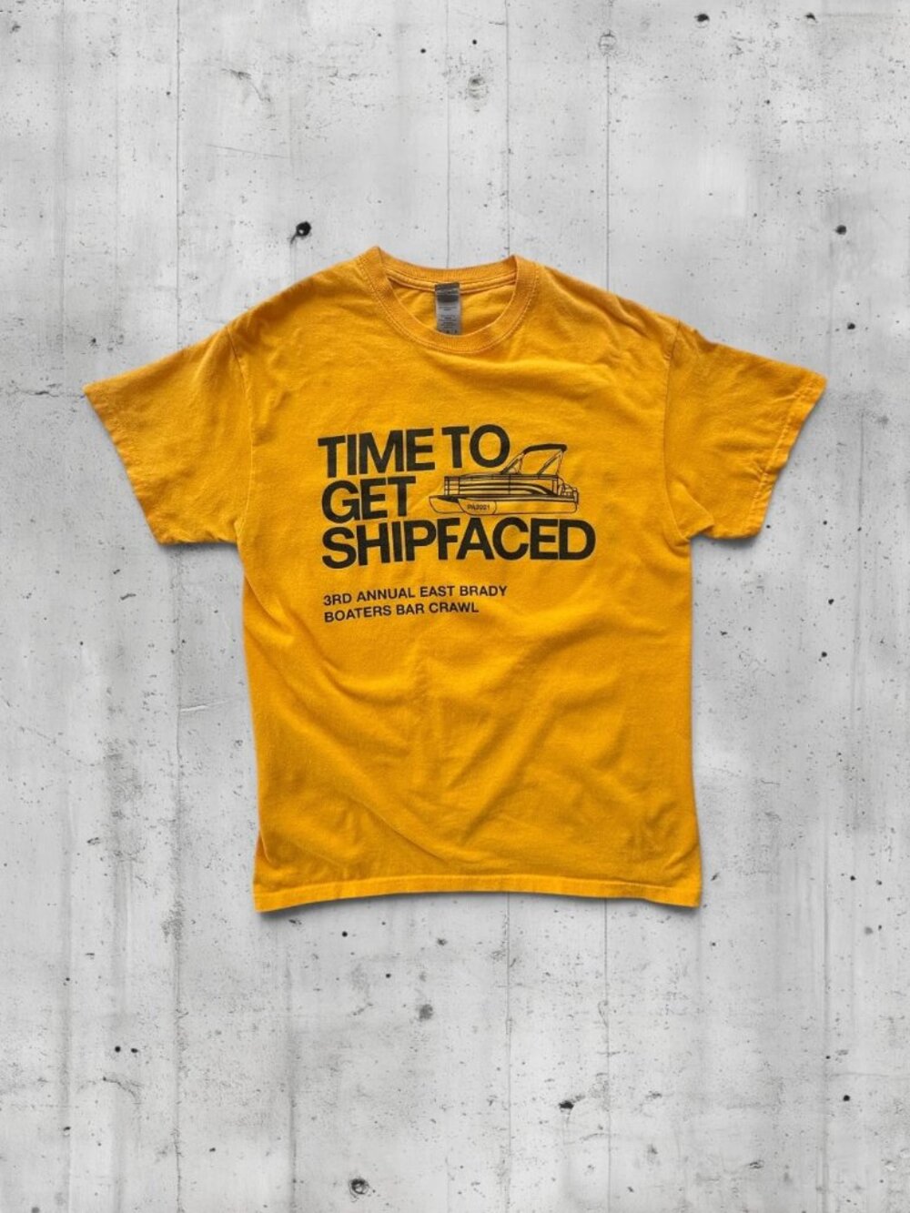 Time To Get Shipfaced Graphic Tee Yellow Gold Gildan Size Medium